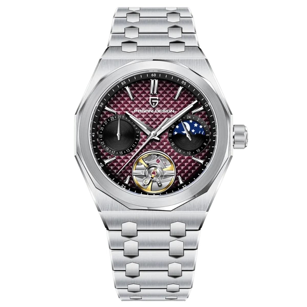 Montre Pagani Design PD-YS036 Automatique 42 mm – Argent rouge