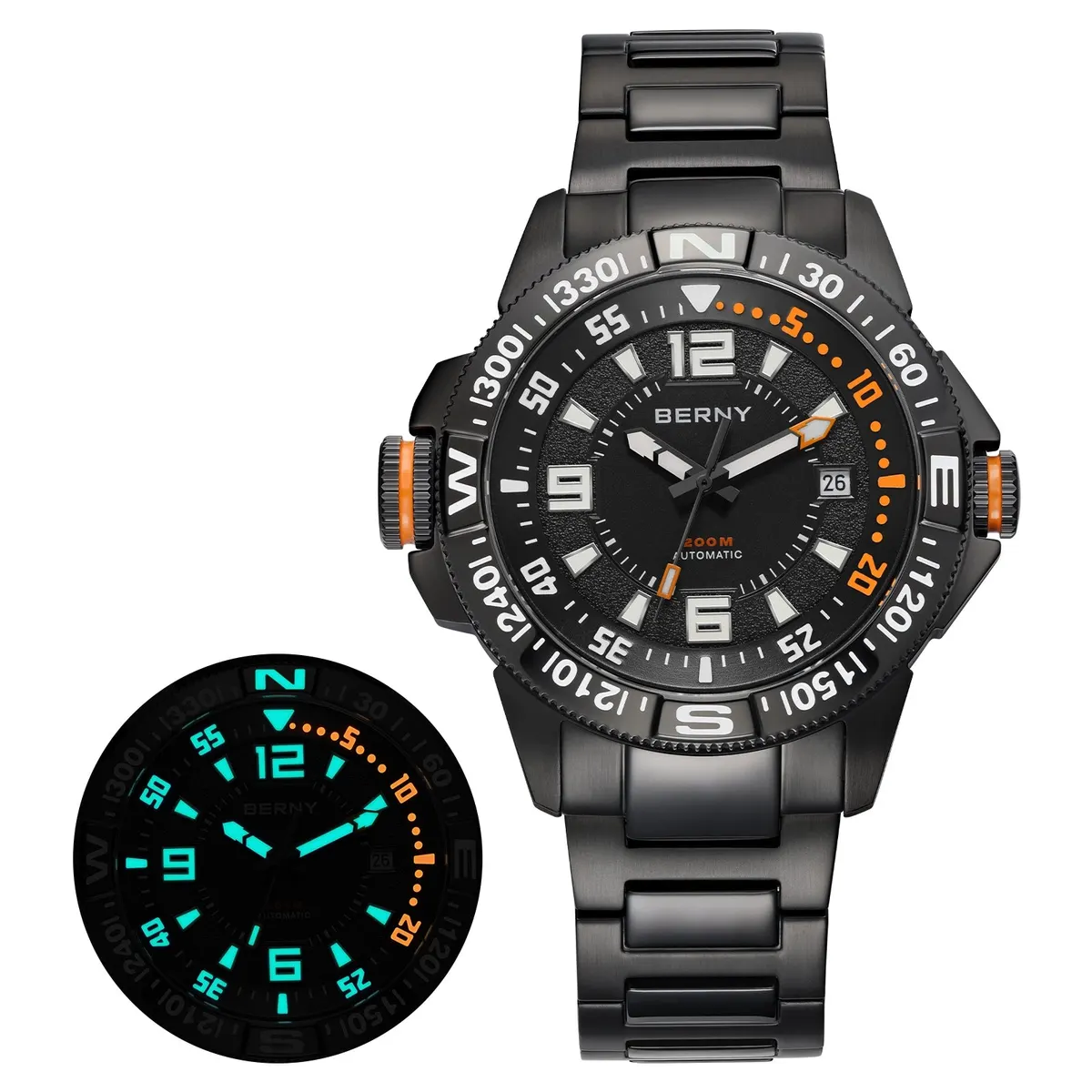 Montre Berny AM162MS-BLK Automatique – Noir / Acier inoxydable