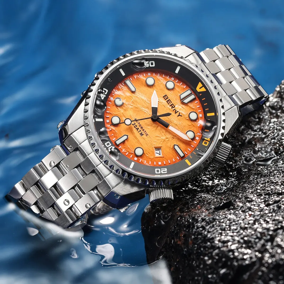 Montre Berny AM155MS – Argent / Orange