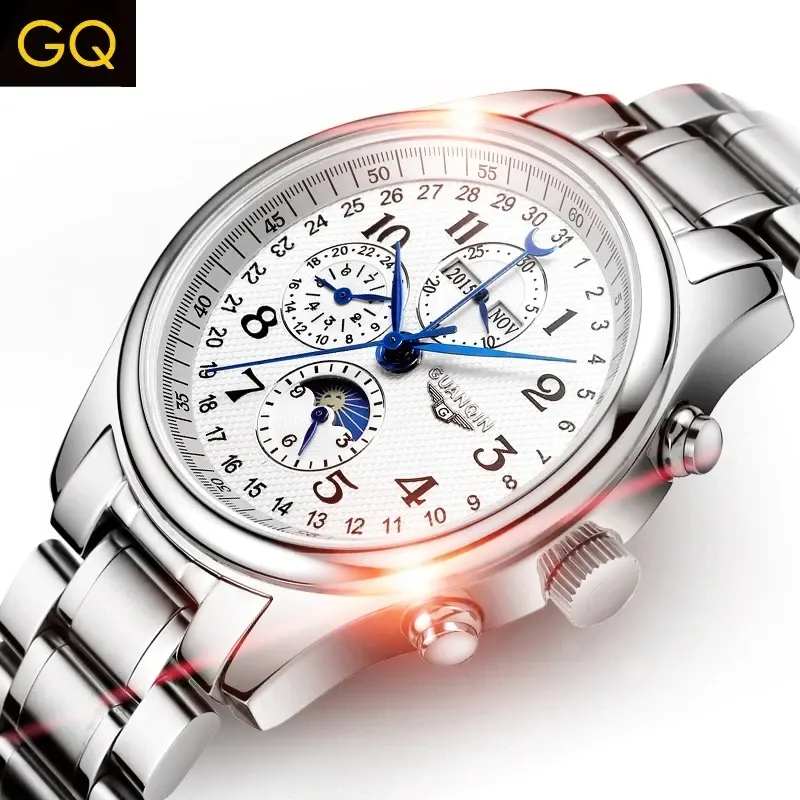 Montre Guanqin Automatique – Acier noir