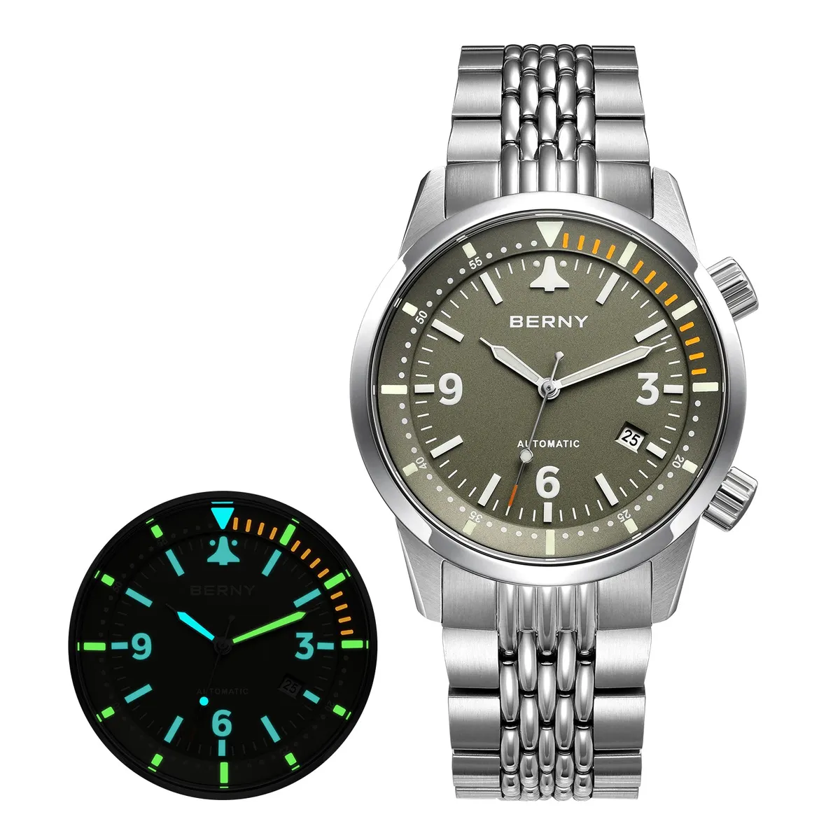 Montre Berny AM169MS Automatique – Argent / Vert