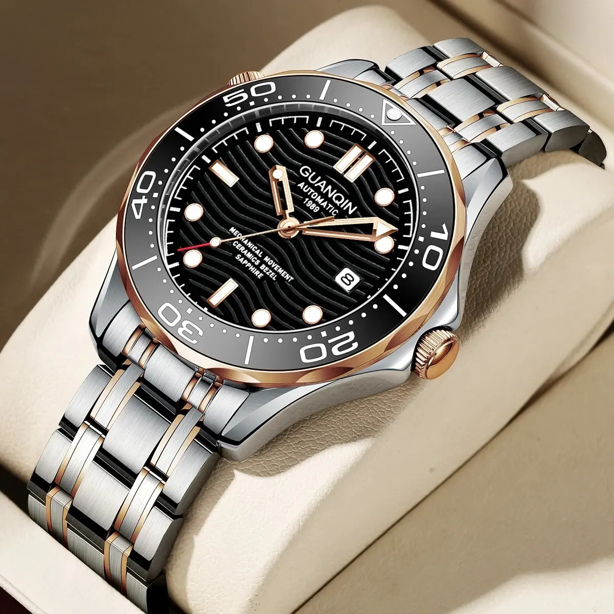 Montre Guanqin Automatique – Or noir