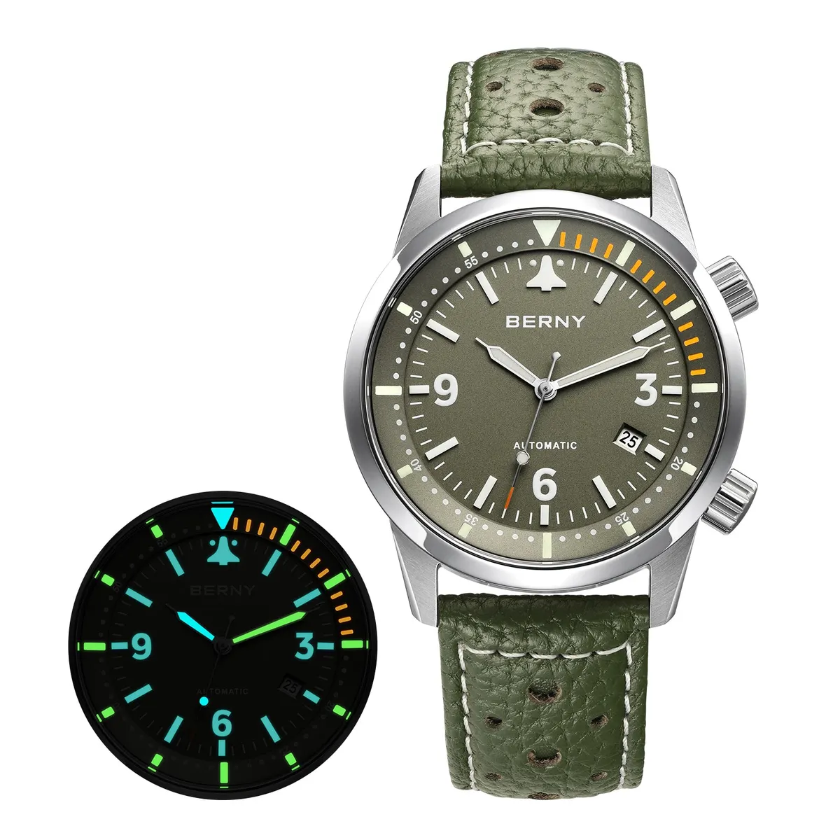 Montre Berny AM169M Automatique – Argent / Vert