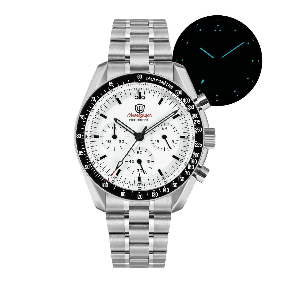 Montre Watchdives WD1860 Méca-quartz 40 mm – Blanc / Acier inoxydable