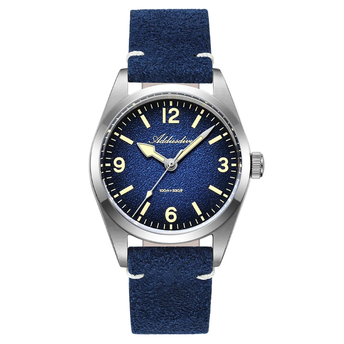 Montre Addiesdive AD2544 Quartz 36 mm – Bleu / Bracelet cuir