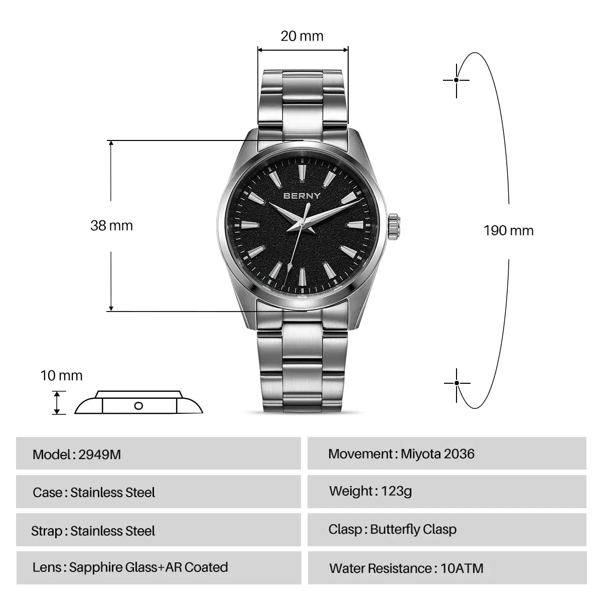 Montre Berny Quartz – Noir