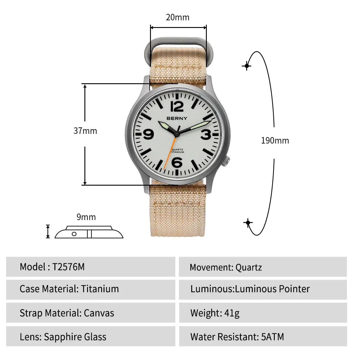 Montre Berny T2576M – Blanc