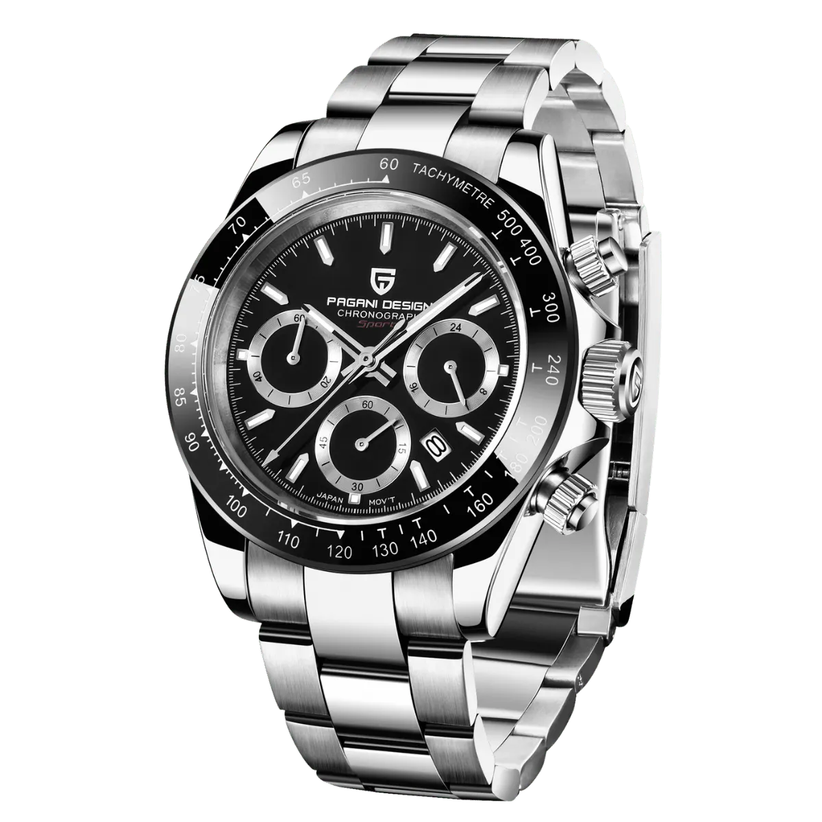 Montre Pagani Design PD-1644 Méca-quartz 40 mm – Noir / Bracelet Oyster