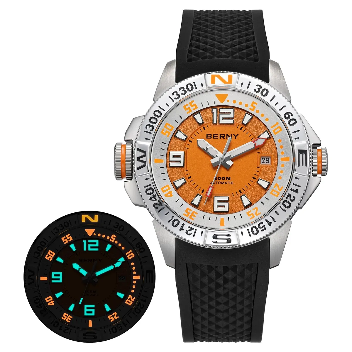 Montre Berny AM162M Automatique – Argent / Orange