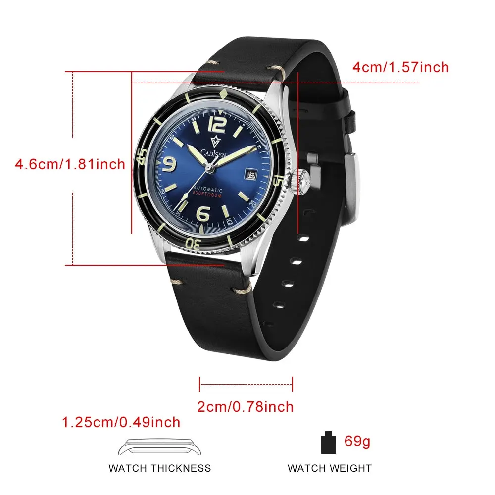 Montre Cadisen C8239 Automatique 40 mm – Noir