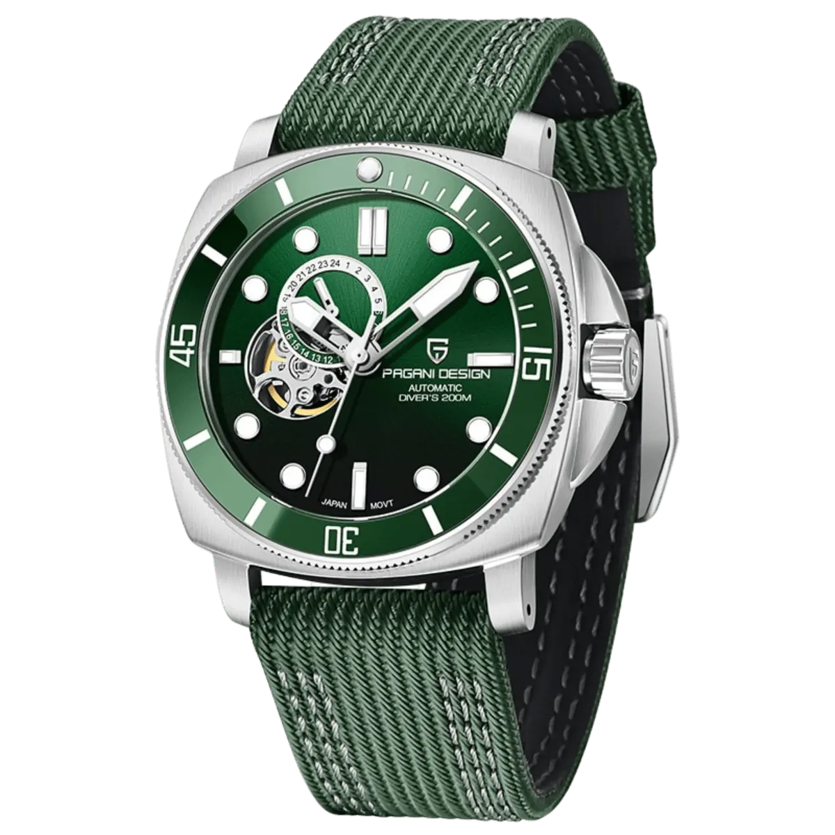 Montre Pagani Design PD-1736 Automatique 43 mm – Vert / Nylon