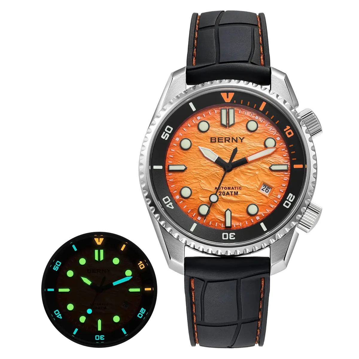 Montre Berny AM155M Automatique – Argent / Orange