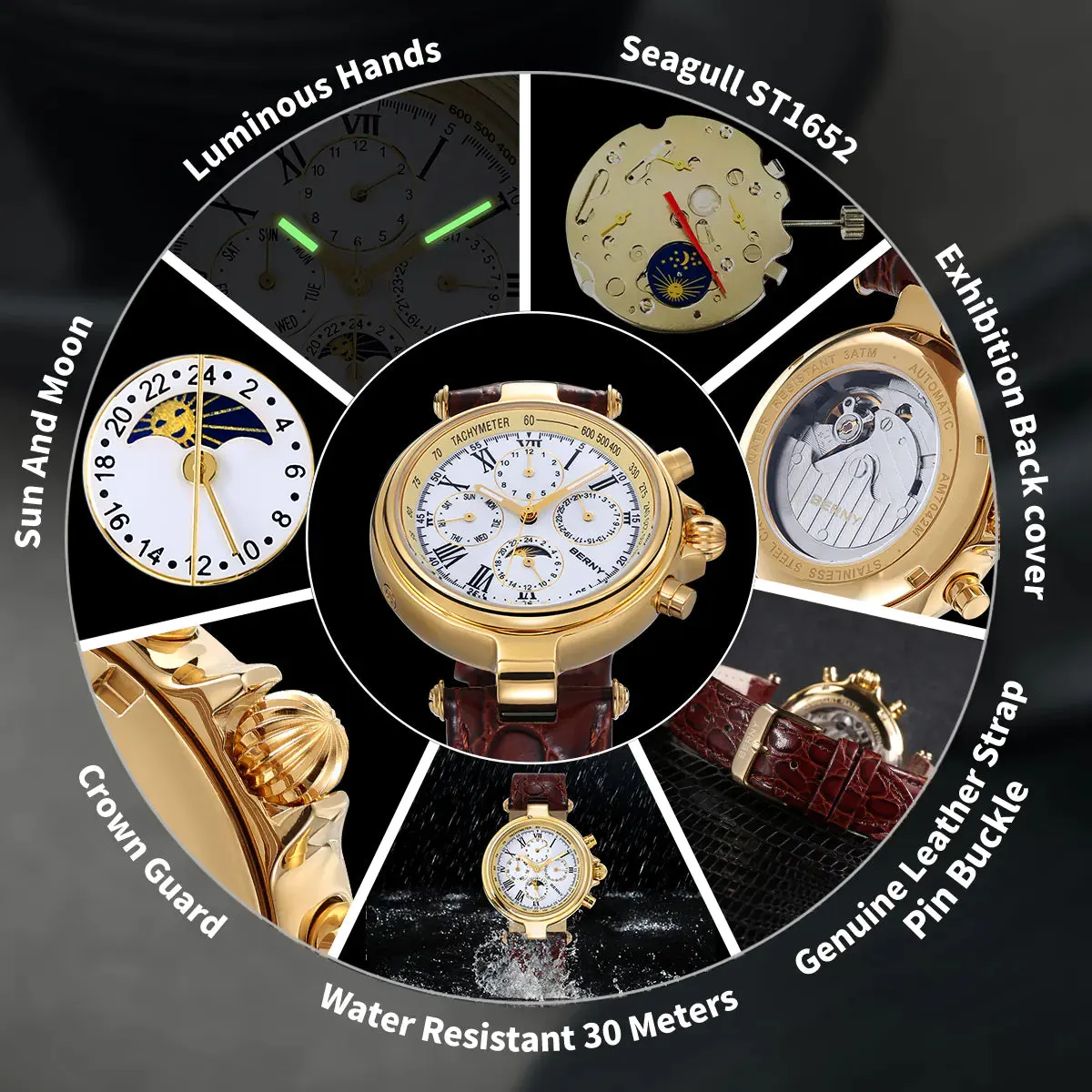 Montre Berny AM7042M – Or