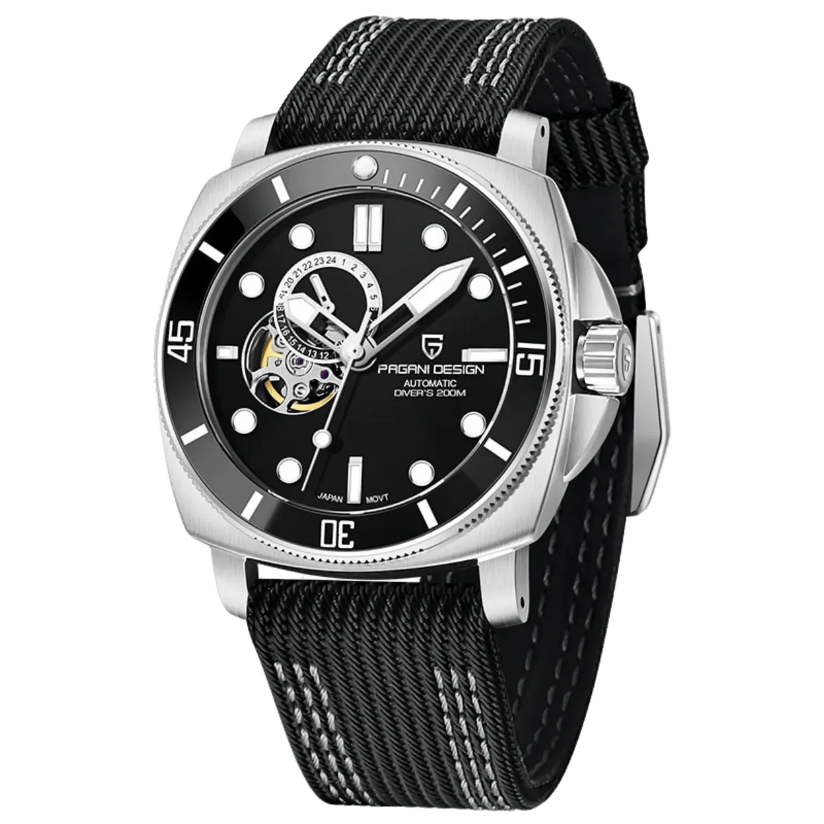 Montre Pagani Design PD-1736 Automatique 43 mm – Noir / Nylon