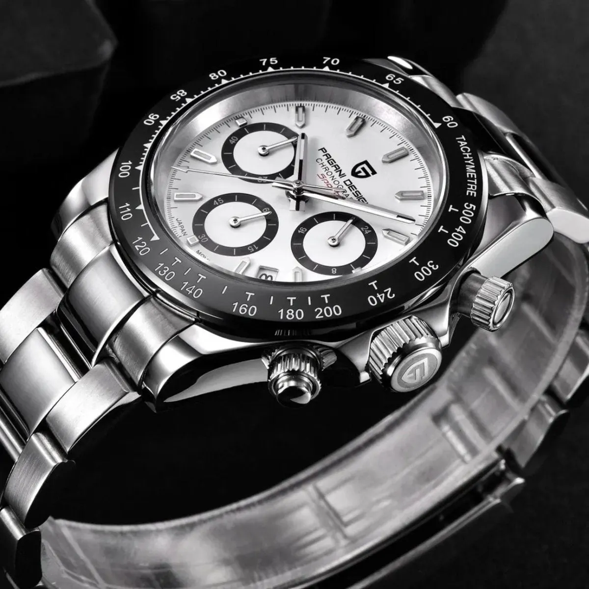 Montre Pagani Design Méca-quartz 40 mm – Blanc / Bracelet jubilé
