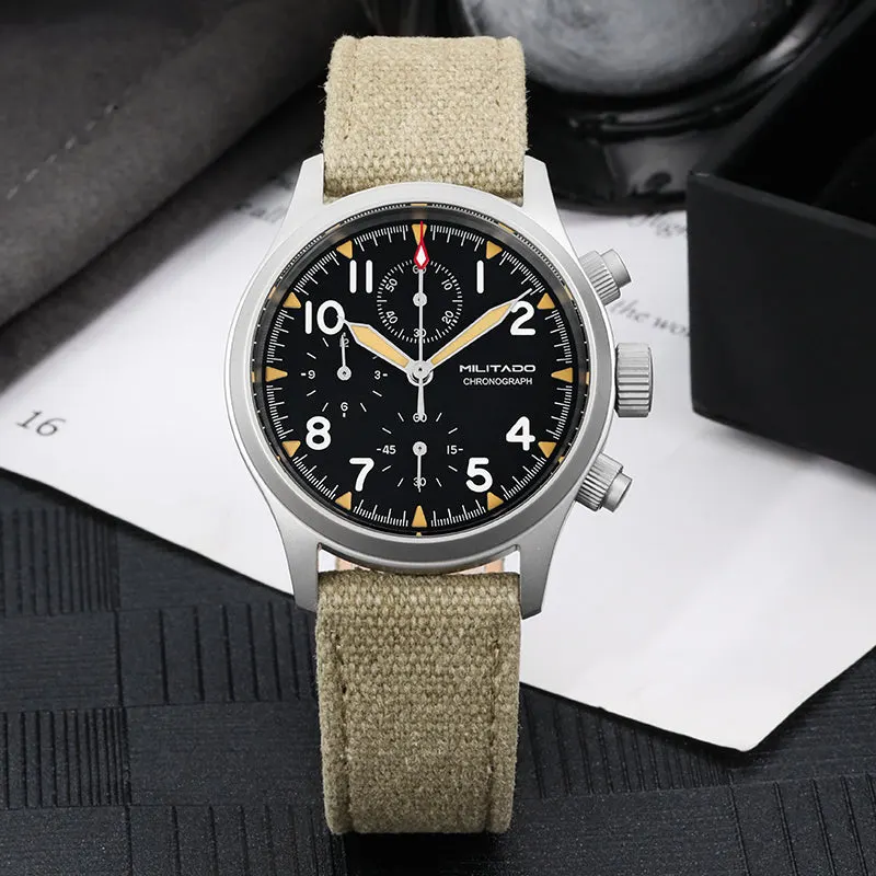 Montre Militado ML1868-2 Méca-quartz 39 mm – Noir nylon