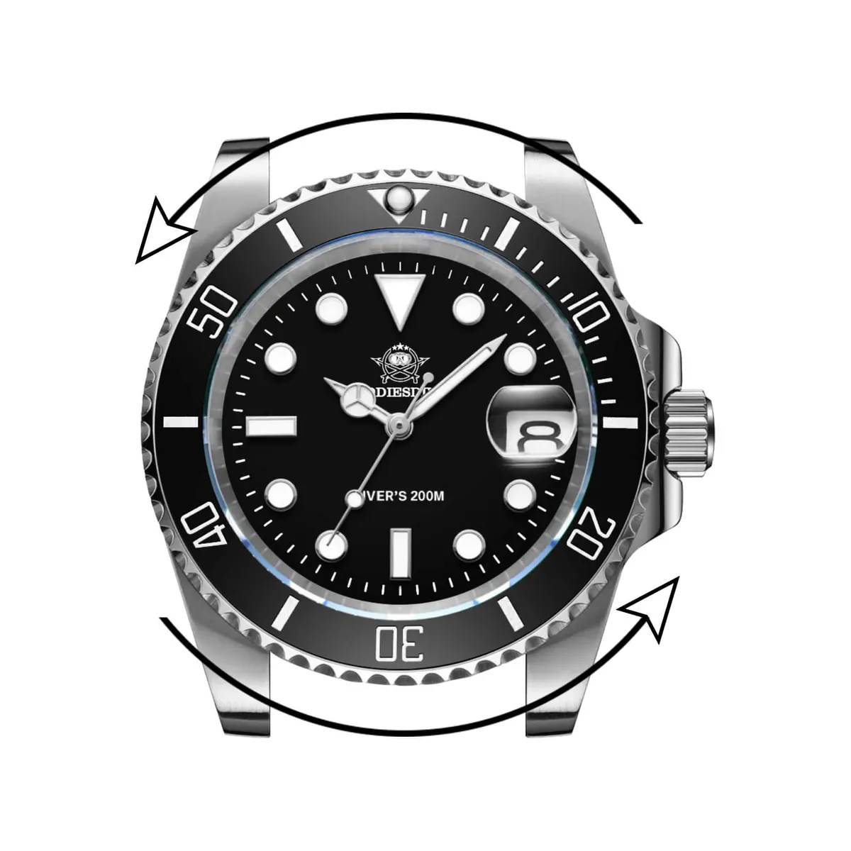 Montre Addiesdive Quartz 41 mm – Noir / Bracelet silicone