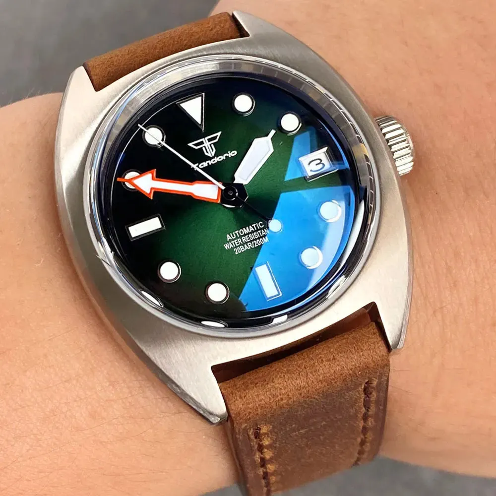 Montre Tandorio TD102S Automatique 36 mm – Vert · Cuir / NH35A