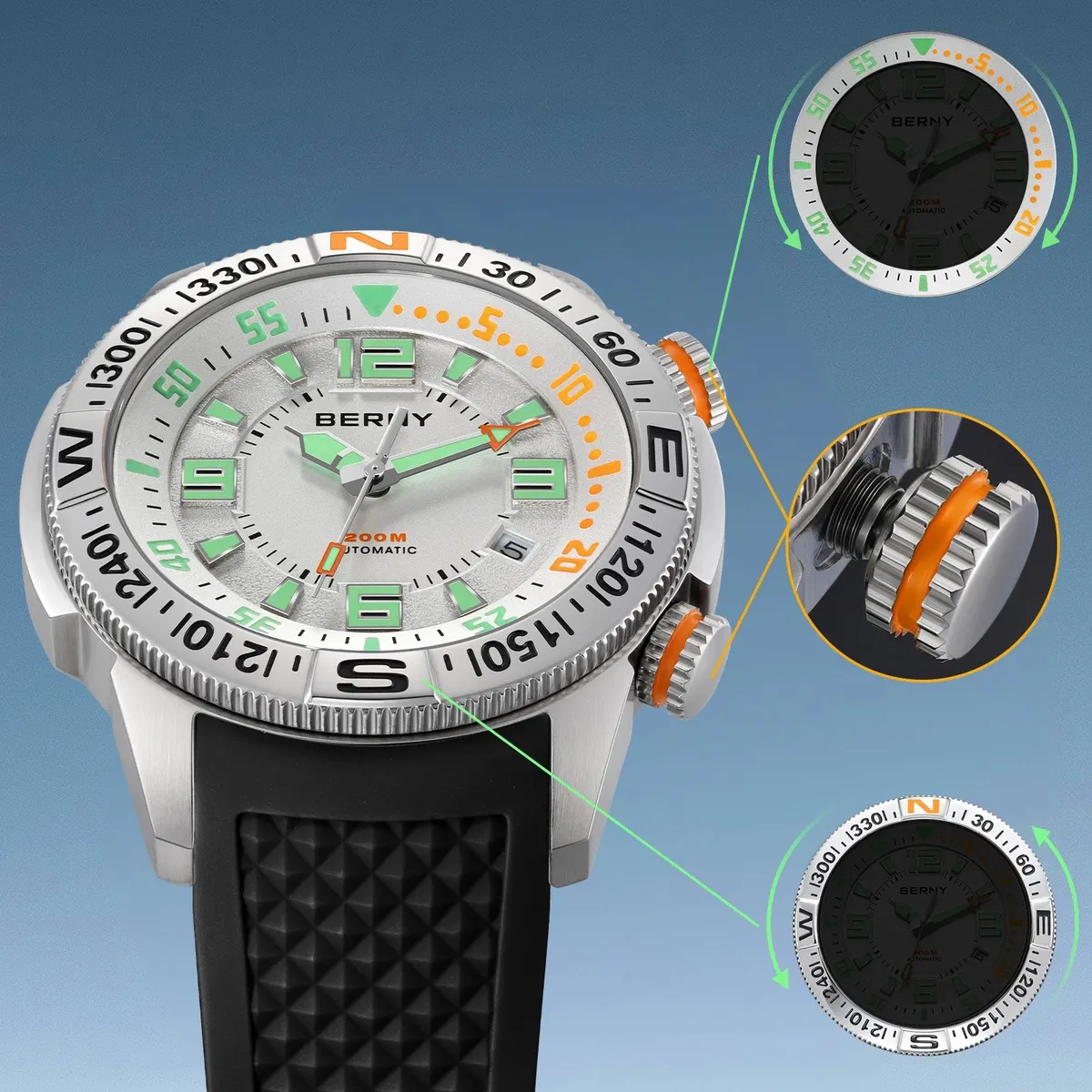 Montre Berny AM164M – Argent / Blanc