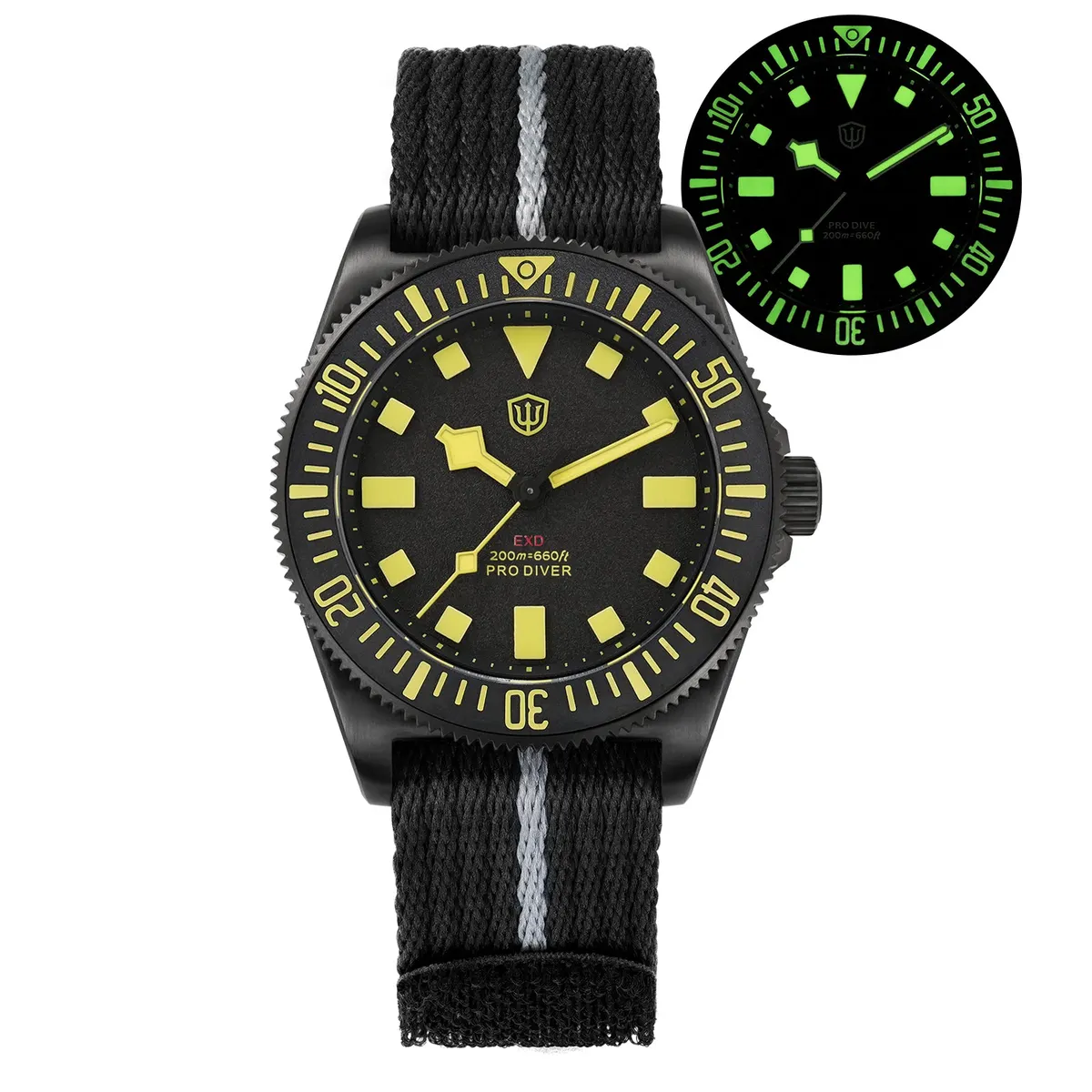 Montre Watchdives EXD-40 Quartz 40 mm – Boîtier titane noir