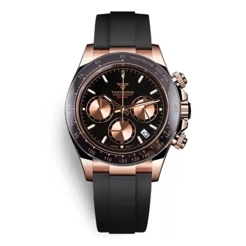 Montre Tandorio TD401 Méca-quartz 39 mm – Noir rose caoutchouc