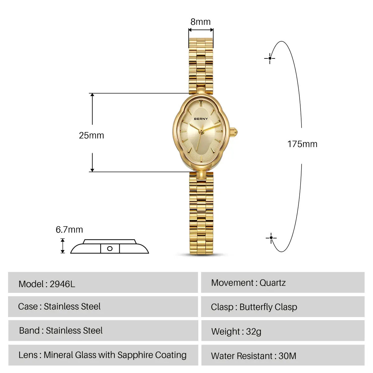 Montre Berny 2946L – Or