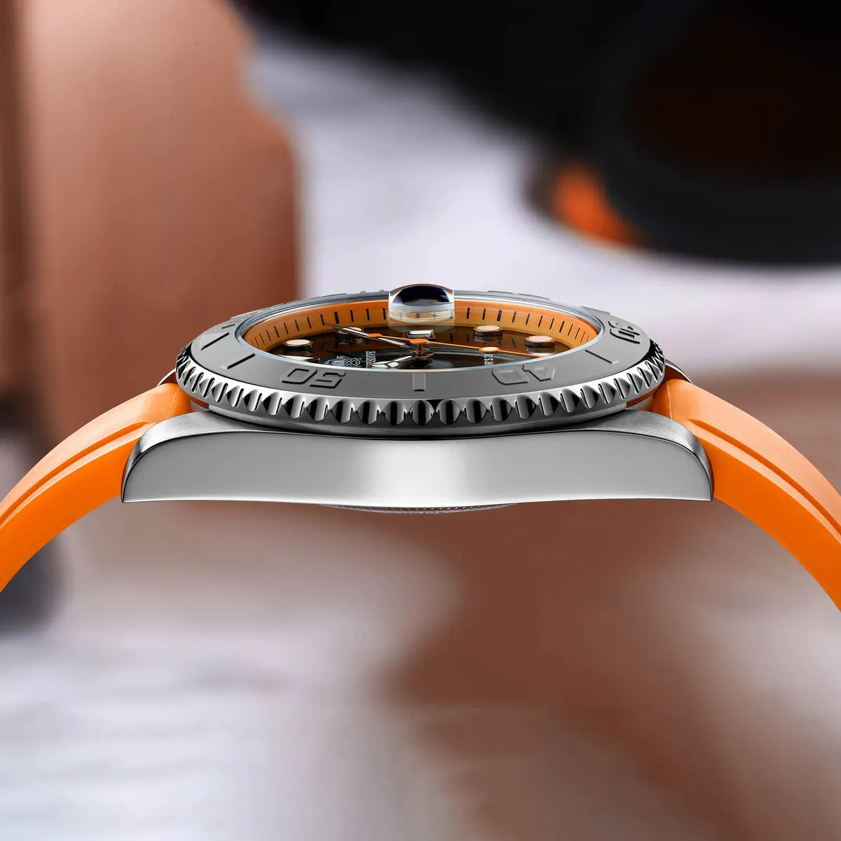 Montre Addiesdive AD2040 – Orange / Argent / Bracelet caoutchouc