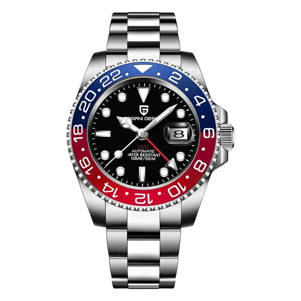 Montre Pagani Design PD-1662 Automatique 40 mm – Bleu rouge / Bracelet Oyster