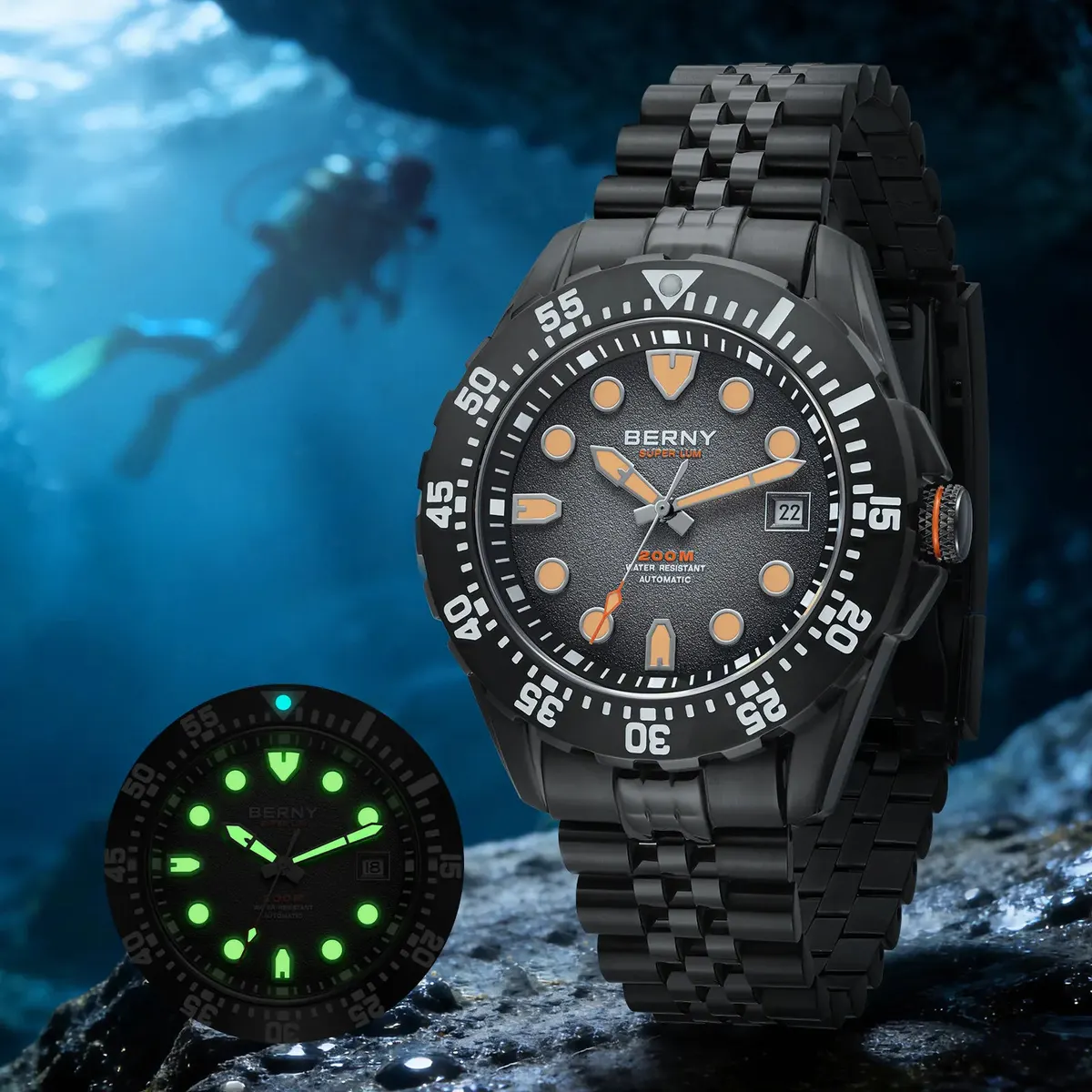 Montre Berny AM151MS – Noir / Orange