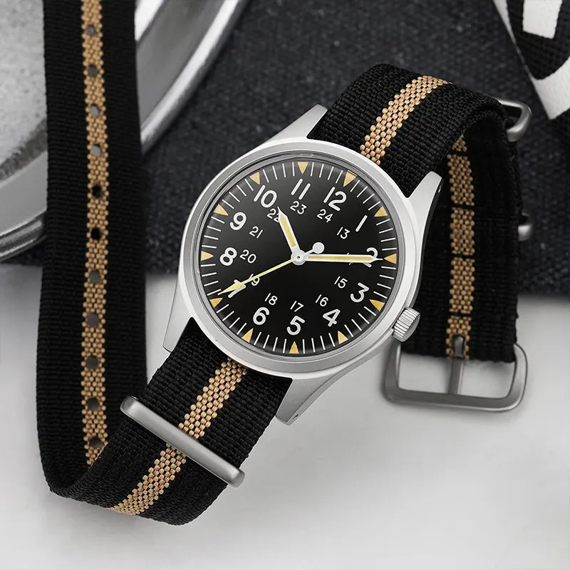 Montre Militado ML07 Quartz 36 mm – Noir / Verre saphir