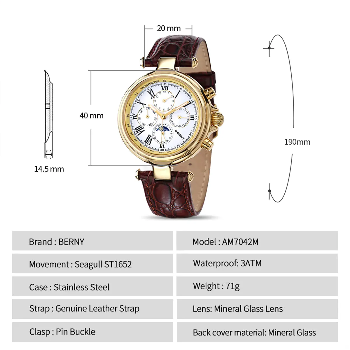 Montre Berny AM7042M – Or