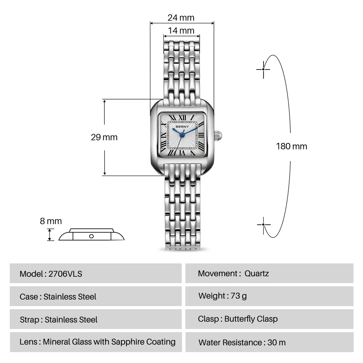 Montre Berny 2706VLS Quartz – Blanc