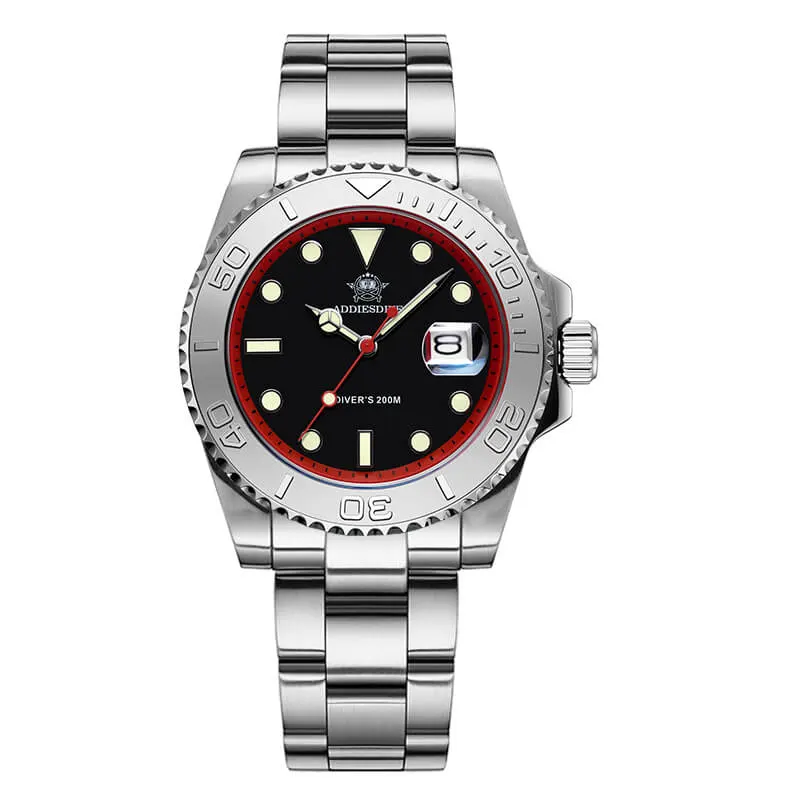 Montre Addiesdive AD2040 – Rouge / Argent / Bracelet acier