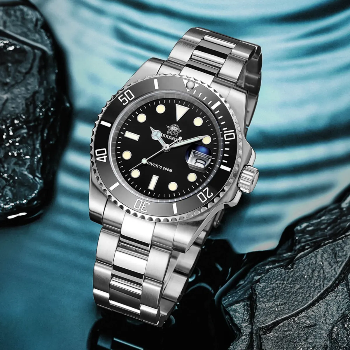 Montre Addiesdive Quartz 41 mm – Noir / Bracelet silicone