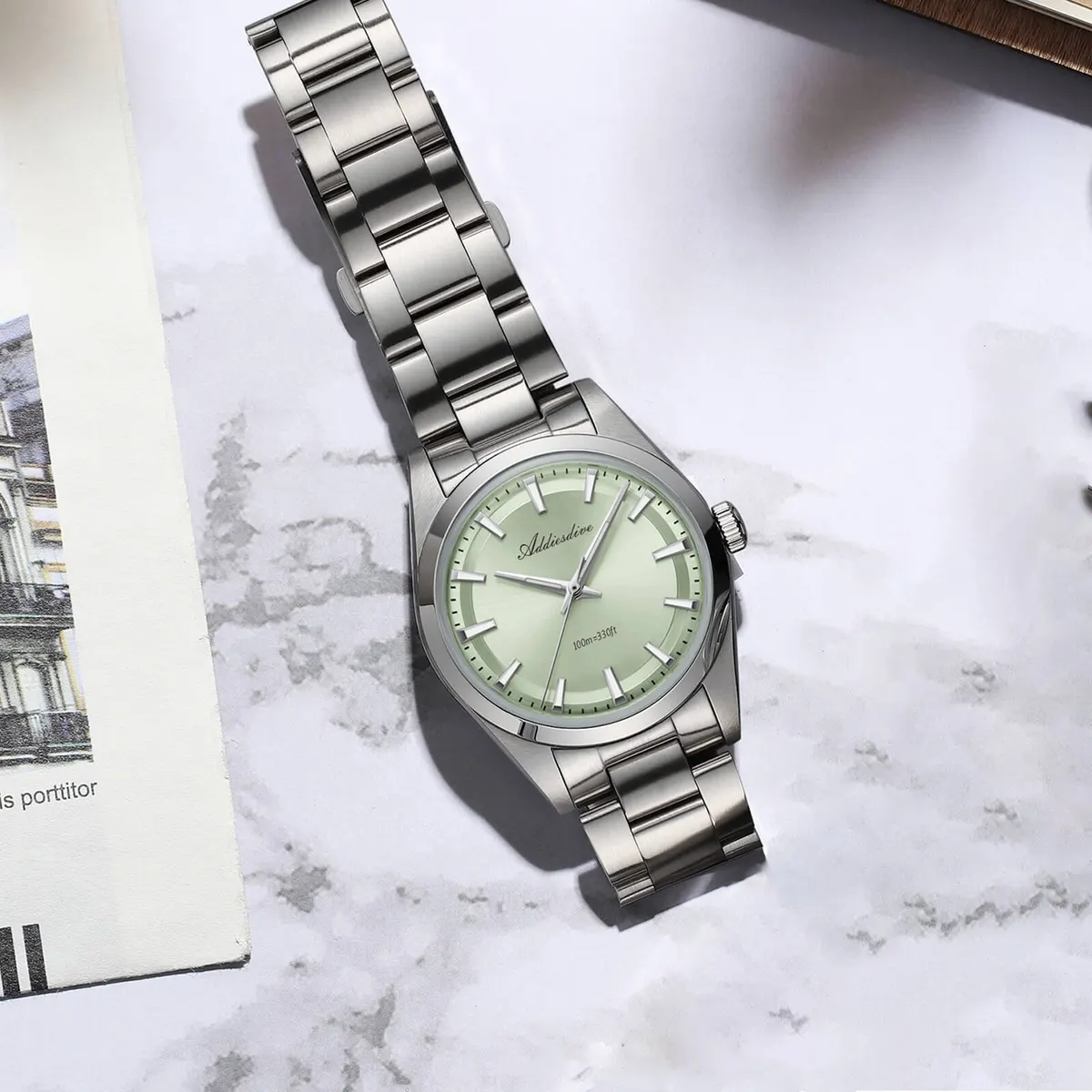 Montre Addiesdive AD2066 Quartz 36 mm – Menthe vert / VH31