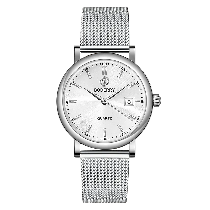 Montre Boderry Quartz 36 mm – Argent · Blanc