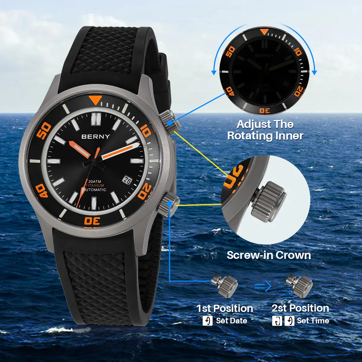 Montre Berny AMT149M – Noir