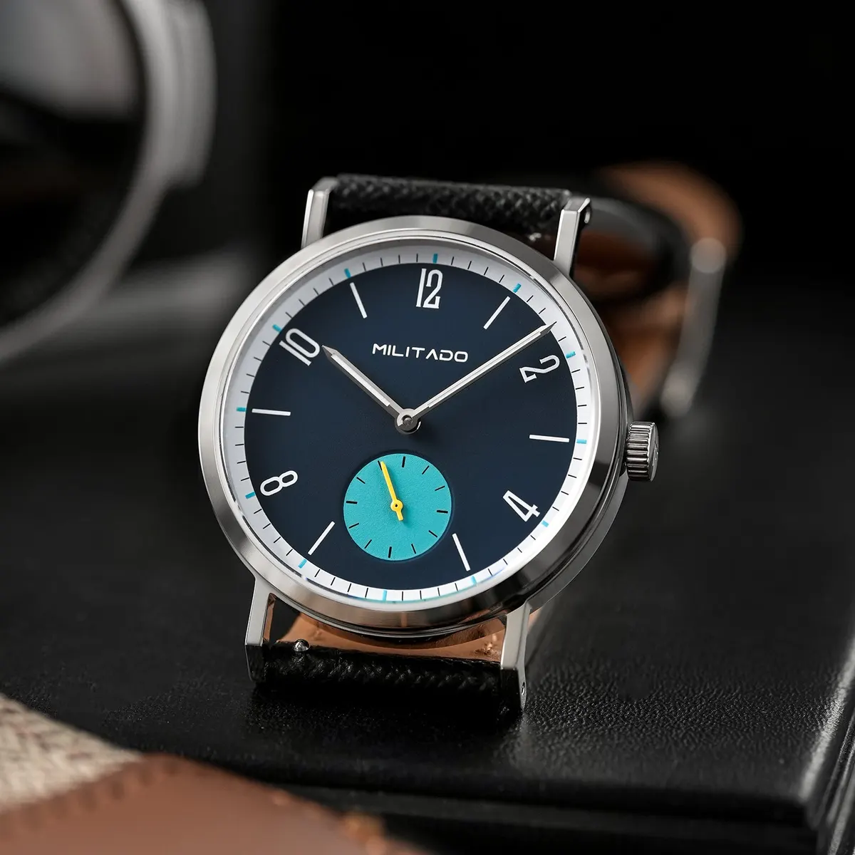 Montre Militado ML27 Mécanique manuel 36 mm – Noir · Bleu canard