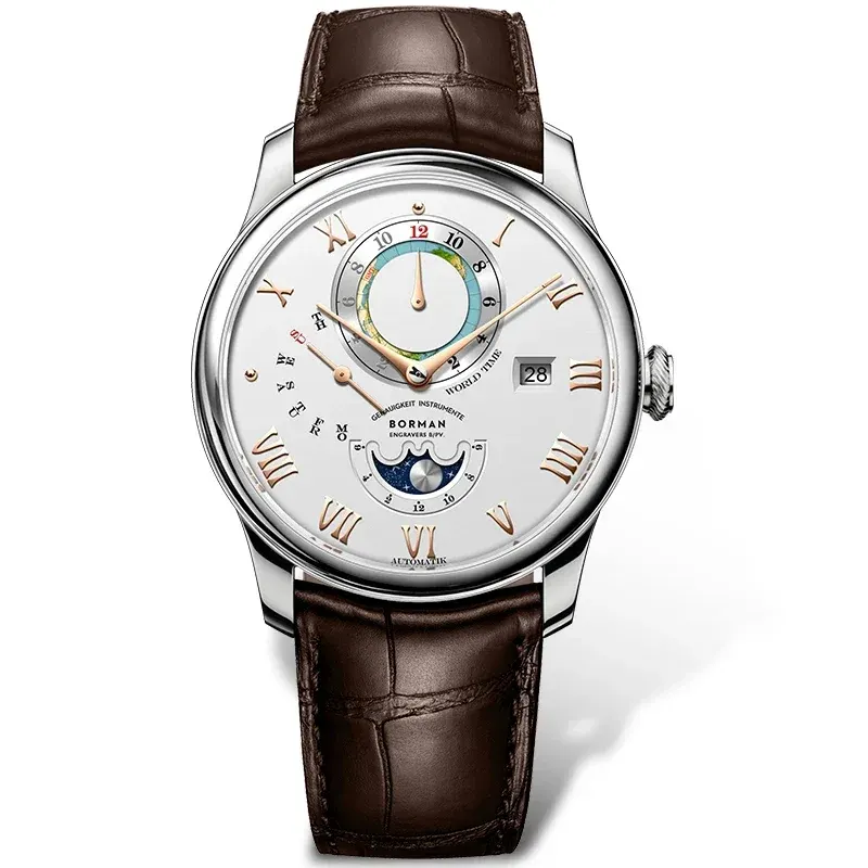 Montre Borman Automatique 40 mm – Argent · Blanc