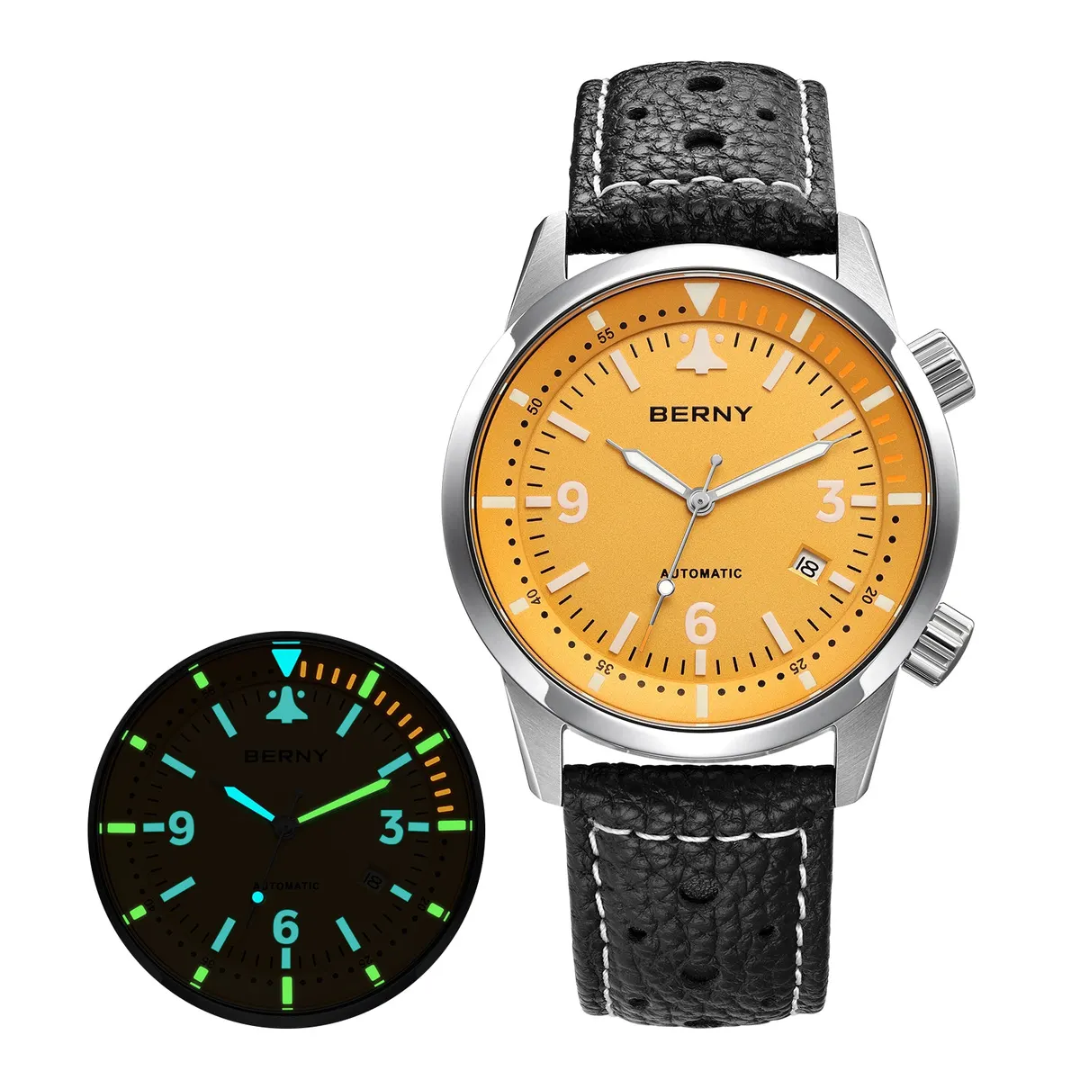 Montre Berny AM169M Automatique – Argent / Jaune