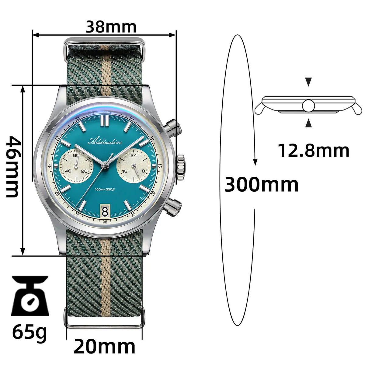 Montre Addiesdive Méca-quartz 38 mm – Bleu