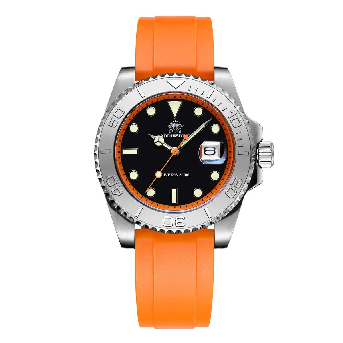 Montre Addiesdive AD2040 – Orange / Argent / Bracelet caoutchouc
