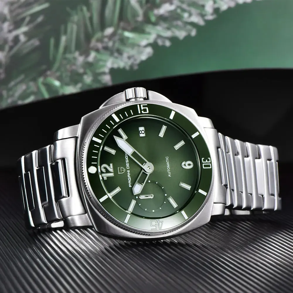 Montre Pagani Design Automatique 43 mm – Vert / Cuir