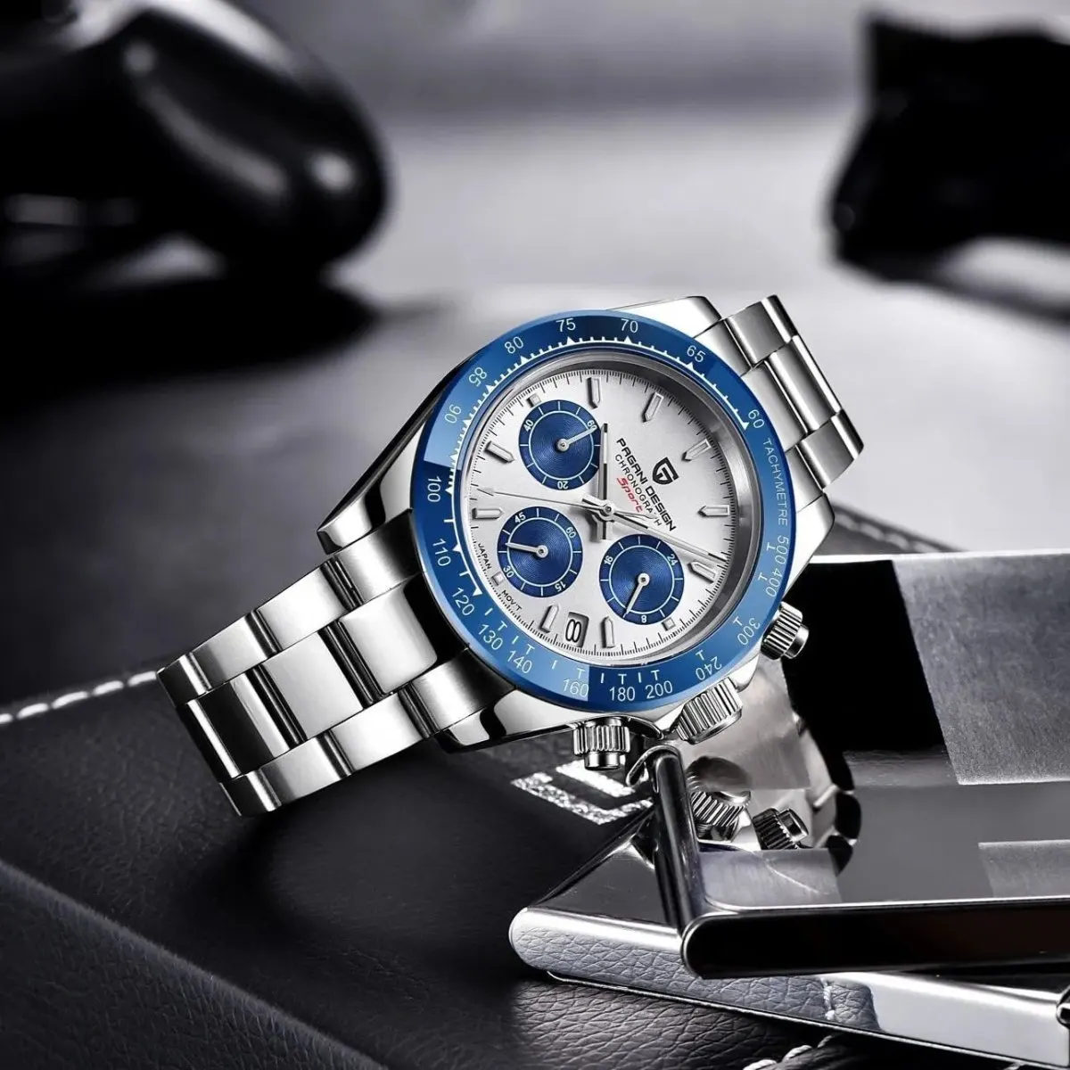 Montre Pagani Design Méca-quartz 40 mm – Blanc / Bracelet jubilé