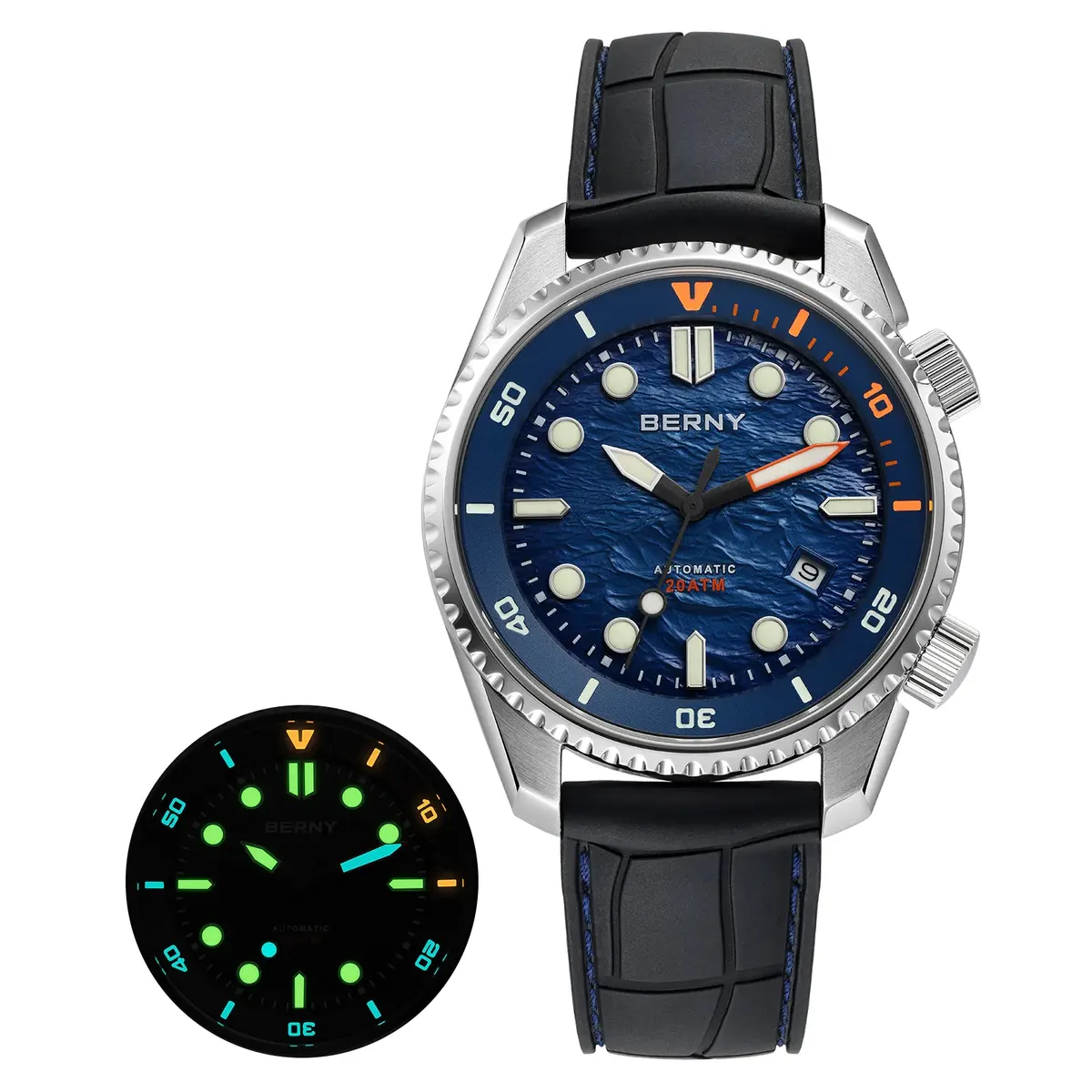 Montre Berny AM155M Automatique – Argent / Bleu