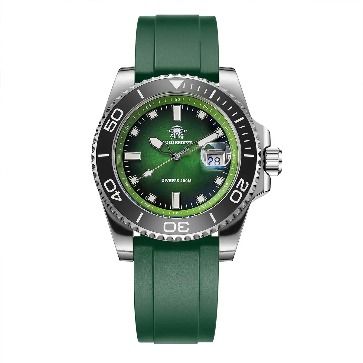 Montre Addiesdive AD2089 Quartz 41 mm – Vert / Bracelet silicone