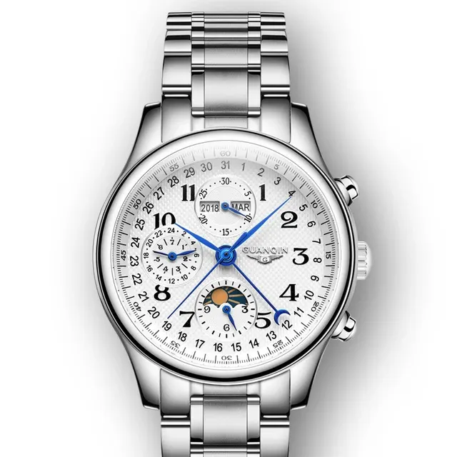 Montre Guanqin Automatique – Acier blanc
