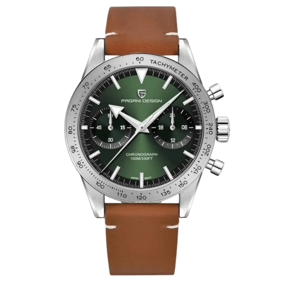 Montre Pagani Design PD-1766 Méca-quartz 40 mm – Vert / Cuir