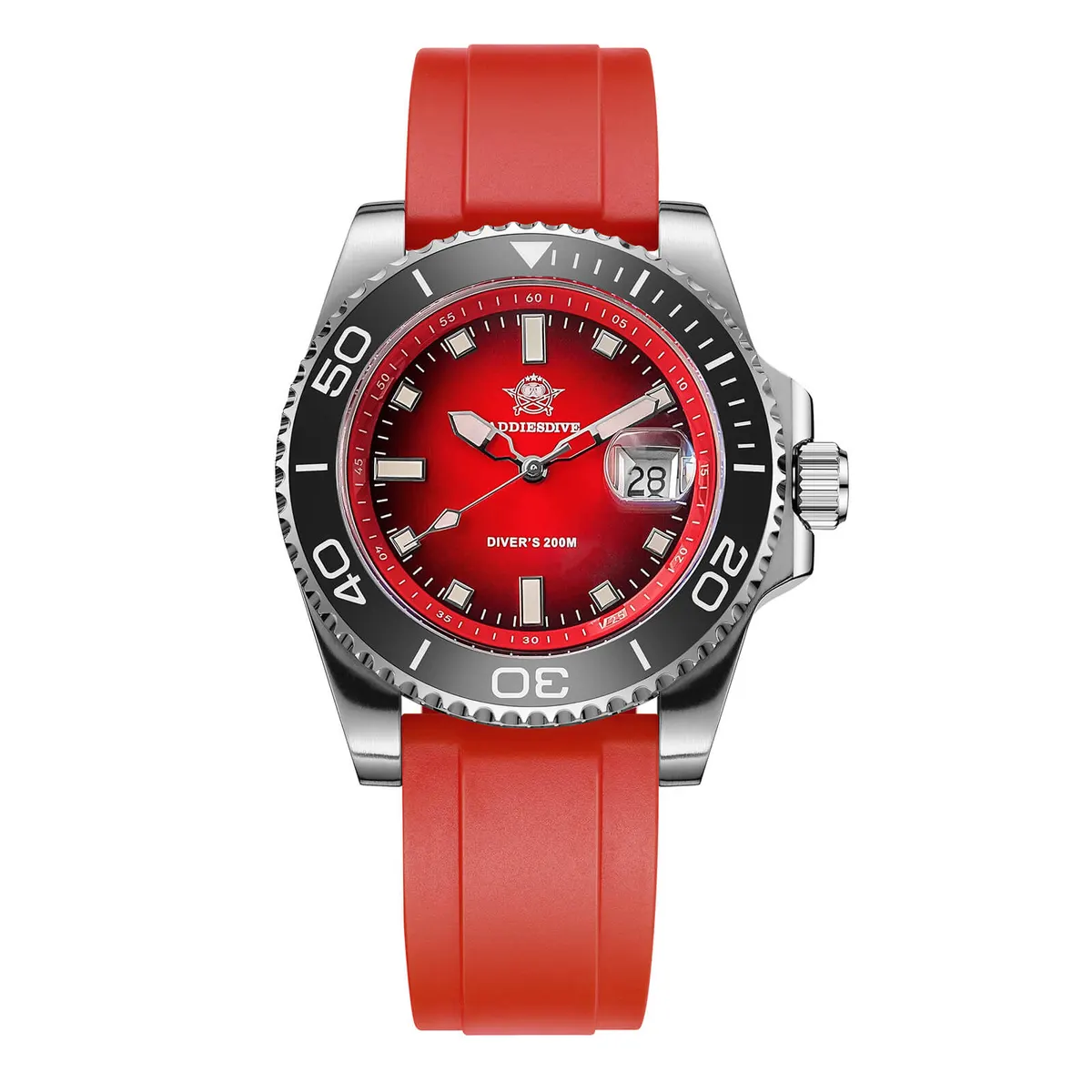 Montre Addiesdive AD2089 Quartz 41 mm – Rouge / Bracelet silicone