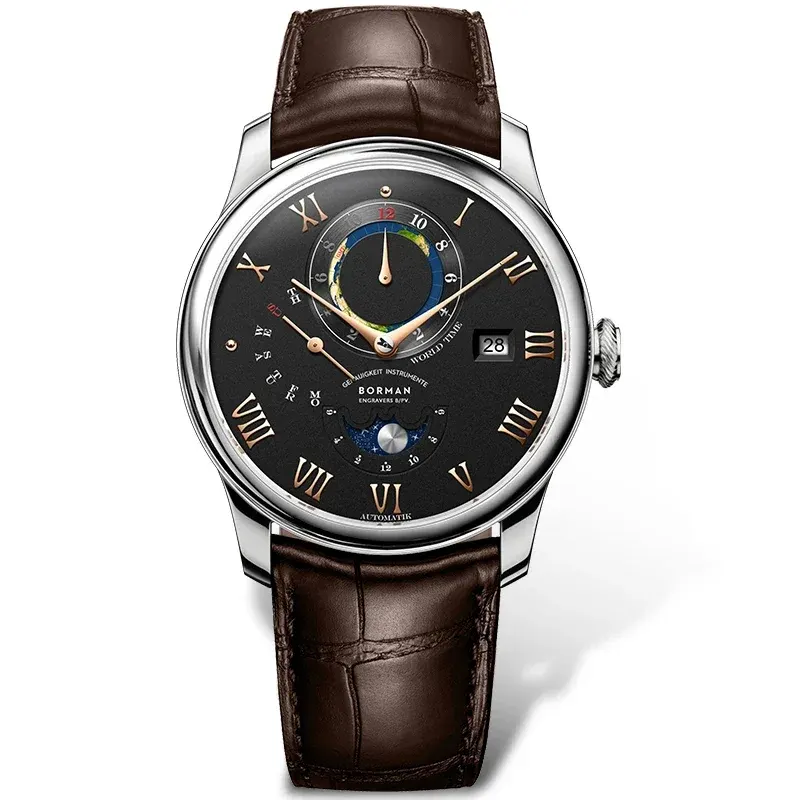 Montre Borman Automatique 40 mm – Argent · Noir